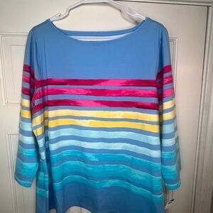 Talbots Colorful Striped Long Sleeve Top